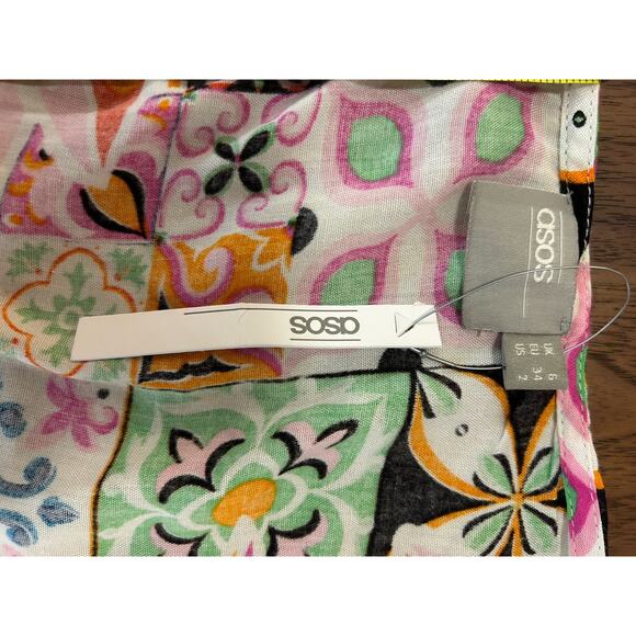 ASOS Retro Print Pom Pom Tie Front Beach Cover Up Size 2. NWT! - Picture 7 of 7